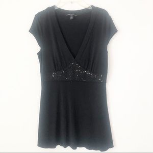 BCX black sequin beaded TOP size MEDIUM‎ EUC